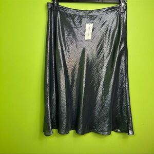 Banana Republic silver silk metallic skirt size 4 NWT